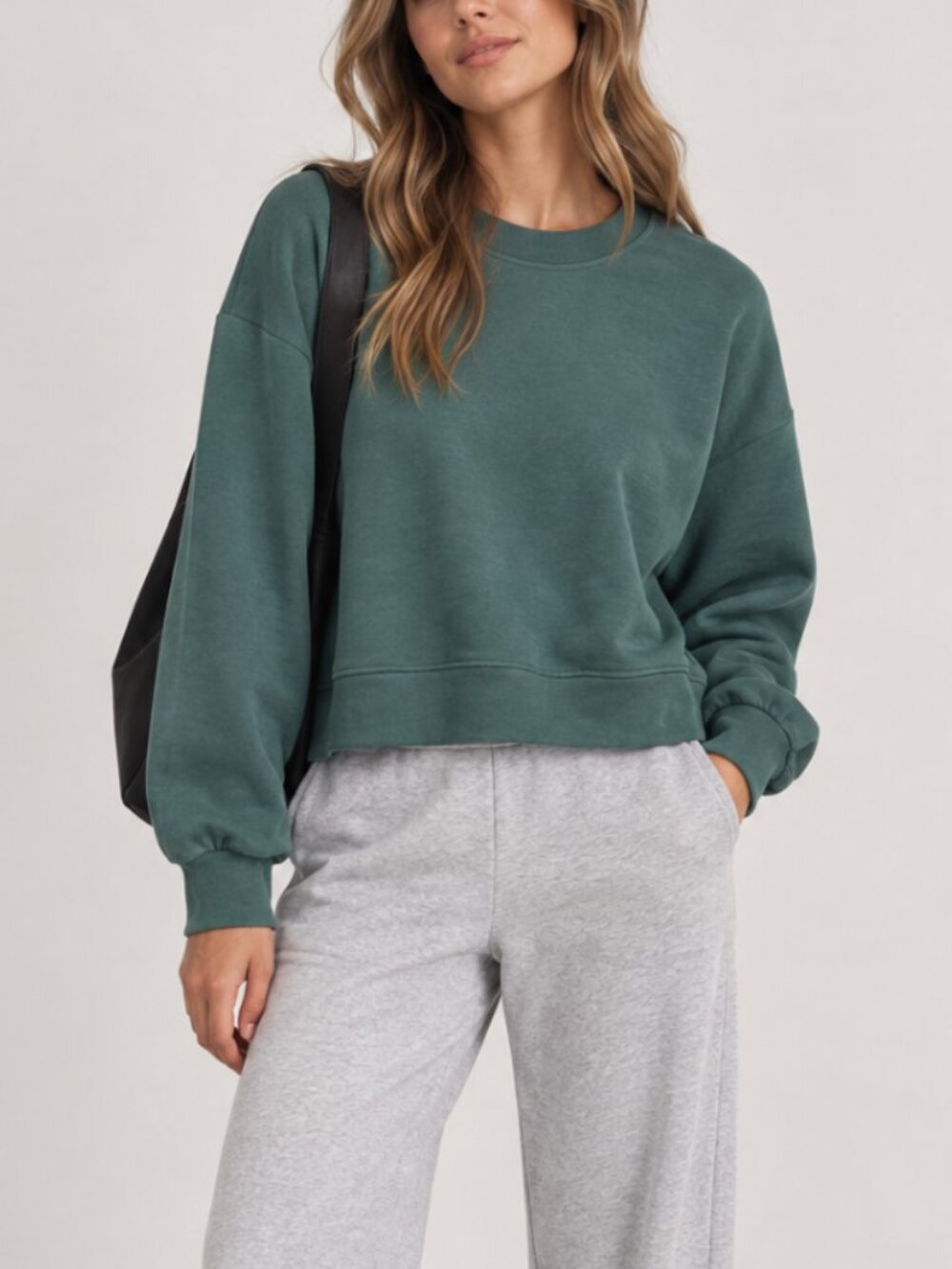 Lululemon Perfectly Oversized Cropped Crew Softstreme Sweatshirt Green Blue 6